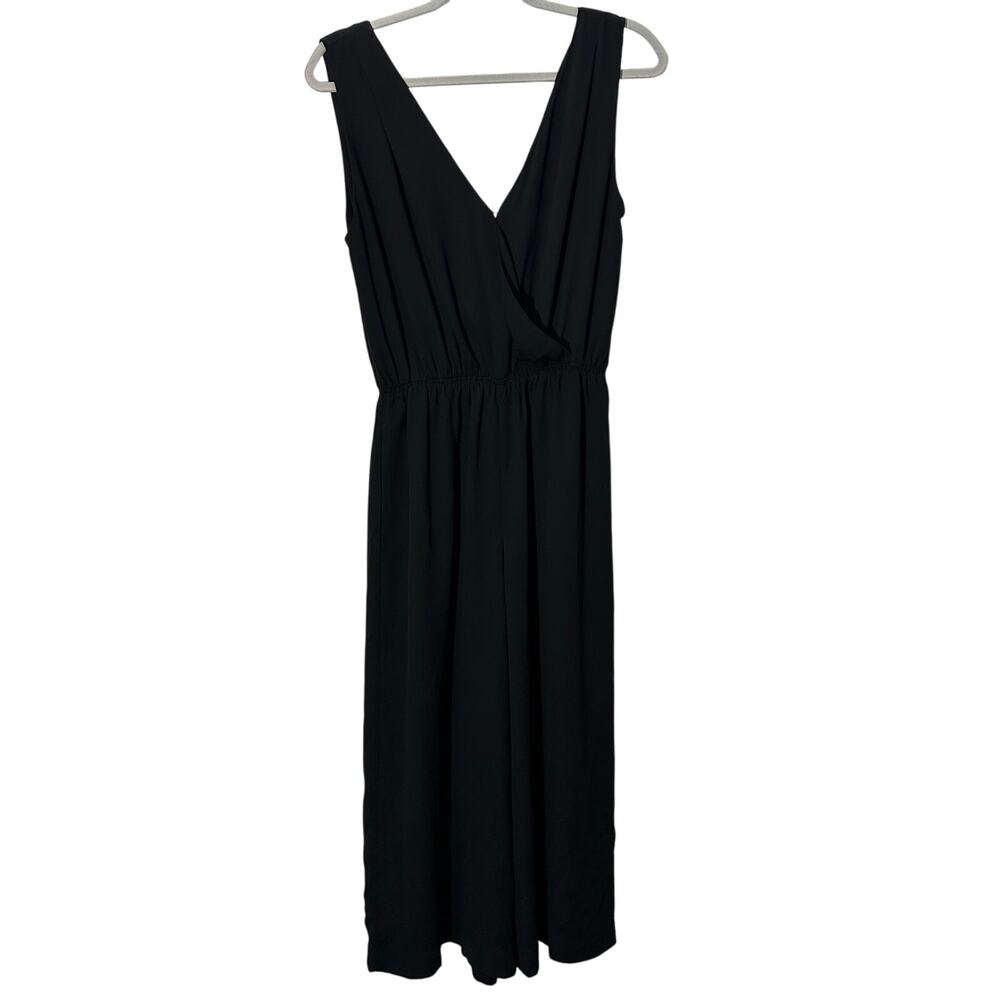 Babaton Womens V-Neck Wrap Cropped Romper Jumpsuit Black Crepe Size Medium